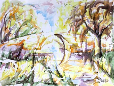 Картина под названием "160 Pont du canal d…" - Jean-Luc Lopez, Подлинное произведение искусства, Чернила