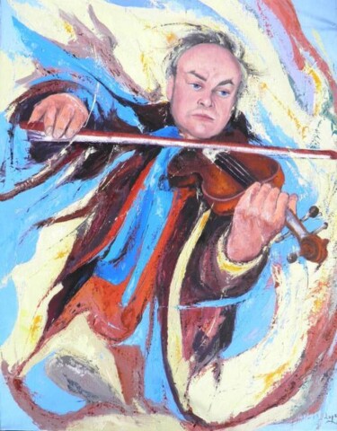 Painting titled "Mouvement de violon" by Jean-Luc Lopez, Original Artwork, Oil