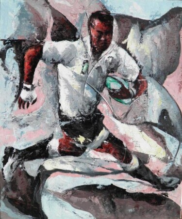 Картина под названием "Rugby Fidji" - Jean-Luc Lopez, Подлинное произведение искусства, Масло