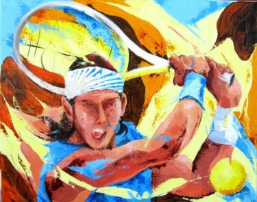 Картина под названием "Fire ball" - Jean-Luc Lopez, Подлинное произведение искусства, Акрил Установлен на Деревянная рама дл…
