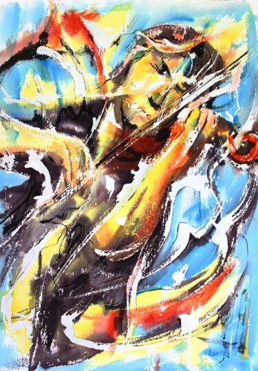 Pintura intitulada "242 Accord de violon" por Jean-Luc Lopez, Obras de arte originais, Aquarela