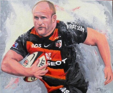 Painting titled "Talon de rugby" by Jean-Luc Lopez, Original Artwork, Oil