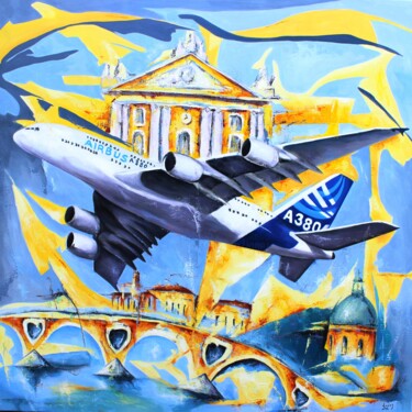 Painting titled "1086 Toulouse capit…" by Jean-Luc Lopez, Original Artwork, Acrylic Mounted on Wood Stretcher frame