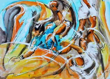 Картина под названием "258 Pivot de handba…" - Jean-Luc Lopez, Подлинное произведение искусства, Чернила