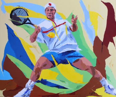 Ζωγραφική με τίτλο "421 Wimbledon" από Jean-Luc Lopez, Αυθεντικά έργα τέχνης, Ακρυλικό Τοποθετήθηκε στο Ξύλινο φορείο σκελετό