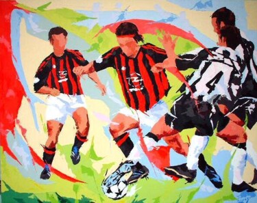 Malerei mit dem Titel "Calcio" von Jean-Luc Lopez, Original-Kunstwerk, Öl