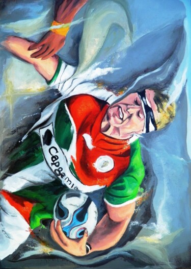 Malerei mit dem Titel "Maillot de rugby po…" von Jean-Luc Lopez, Original-Kunstwerk