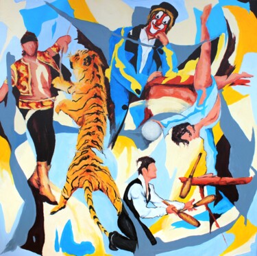Malerei mit dem Titel "1114 Pinder Circus" von Jean-Luc Lopez, Original-Kunstwerk, Acryl Auf Keilrahmen aus Holz montiert
