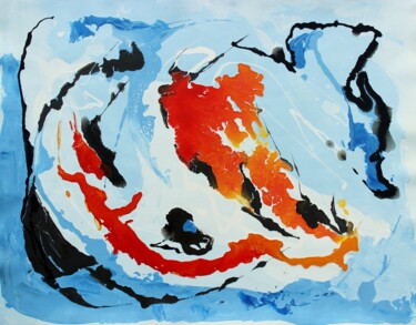 Painting titled "Fond de corail" by Jean-Luc Lopez, Original Artwork, Oil