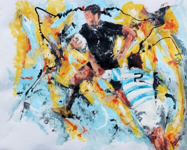 Painting titled "Rugby Blacks et Pum…" by Jean-Luc Lopez, Original Artwork, Acrylic