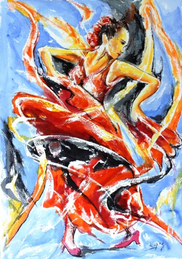 Painting titled "275 Vision de flame…" by Jean-Luc Lopez, Original Artwork, Ink
