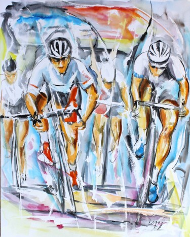 Painting titled "282 Sprint final su…" by Jean-Luc Lopez, Original Artwork, Ink