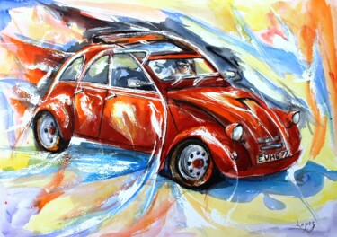 Painting titled "278 Bolide rouge" by Jean-Luc Lopez, Original Artwork, Ink