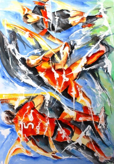 Peinture intitulée "Passation de pouvoi…" par Jean-Luc Lopez, Œuvre d'art originale, Encre