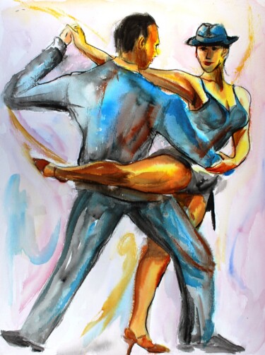 Картина под названием "299 Tango au chapeau" - Jean-Luc Lopez, Подлинное произведение искусства, Чернила