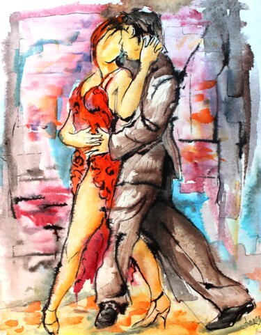 Painting titled "310 Tango de rue" by Jean-Luc Lopez, Original Artwork, Ink