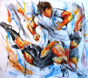 Картина под названием "Mouvement de plaqua…" - Jean-Luc Lopez, Подлинное произведение искусства, Чернила