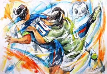 Schilderij getiteld "327 Football de spe…" door Jean-Luc Lopez, Origineel Kunstwerk, Inkt