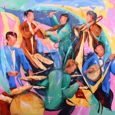 Картина под названием "611 Jazz 2" - Jean-Luc Lopez, Подлинное произведение искусства, Масло Установлен на Деревянная рама д…