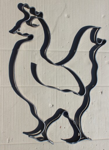 Скульптура под названием "Fière poule" - Jean-Luc Lopez, Подлинное произведение искусства, Металлы