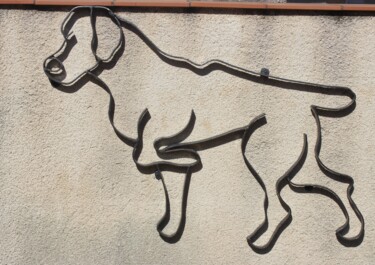 Sculpture intitulée "Chien à l'arrêt" par Jean-Luc Lopez, Œuvre d'art originale, Métaux