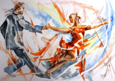 Malerei mit dem Titel "345 Danse en mouvem…" von Jean-Luc Lopez, Original-Kunstwerk, Tinte