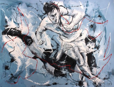 Malerei mit dem Titel "Arabesques de rugby" von Jean-Luc Lopez, Original-Kunstwerk, Acryl
