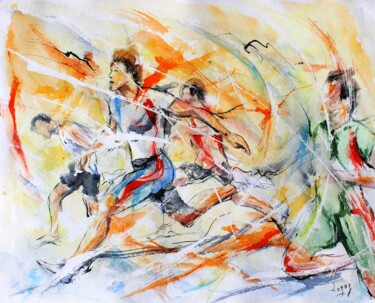 Painting titled "352 100m en couleur…" by Jean-Luc Lopez, Original Artwork, Ink