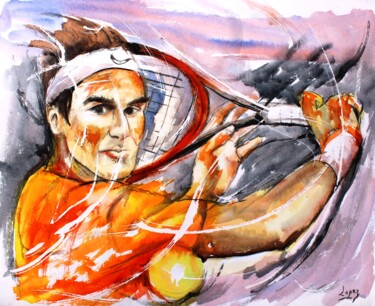 Painting titled "357 Tennis de charme" by Jean-Luc Lopez, Original Artwork, Ink