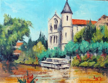 Painting titled "726 Canal du Midi à…" by Jean-Luc Lopez, Original Artwork, Oil Mounted on Wood Stretcher frame
