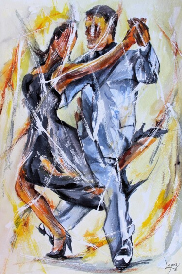 Malarstwo zatytułowany „379 Tango en noir e…” autorstwa Jean-Luc Lopez, Oryginalna praca, Atrament