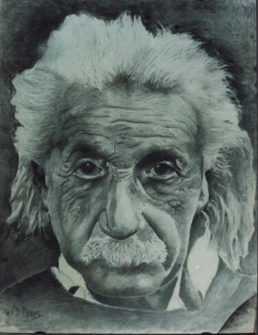 Dibujo titulada "Albert Einstein" por Jean Luc Marès, Obra de arte original, Grafito