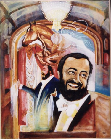 Malarstwo zatytułowany „Pavarotti” autorstwa Jean Luc Marès, Oryginalna praca, Olej