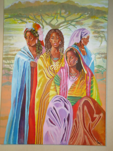 Painting titled "Belles-africaines-a…" by Jean Luc Marès, Original Artwork, Acrylic