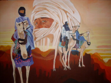 Картина под названием "Le désert - Touareg" - Jean Luc Marès, Подлинное произведение искусства, Акрил