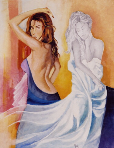 Malerei mit dem Titel "Sophie et Valérie" von Jean Luc Marès, Original-Kunstwerk, Öl