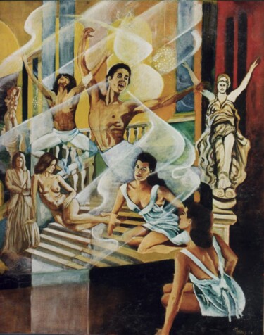 「La danseuse au miro…」というタイトルの絵画 Jean Luc Marèsによって, オリジナルのアートワーク, オイル