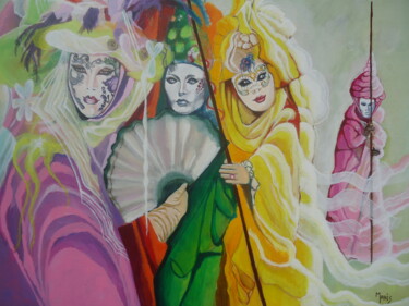Pintura titulada "Venise - le bal" por Jean Luc Marès, Obra de arte original, Acrílico
