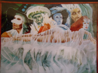 Картина под названием "Venise - Nu voilé" - Jean Luc Marès, Подлинное произведение искусства, Масло
