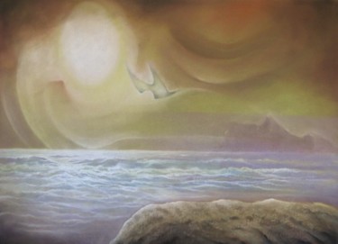 Painting titled "" Le mystérieux vis…" by Jean Luc Mariot, Original Artwork, Pastel