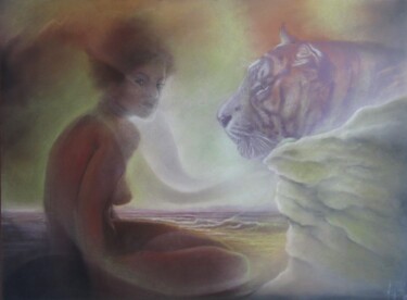 Painting titled "" Saga"" by Jean Luc Mariot, Original Artwork, Pastel