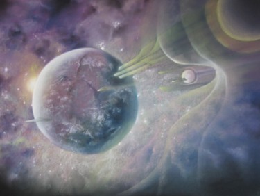 Peinture intitulée "exoplanète" par Jean Luc Mariot, Œuvre d'art originale, Pastel