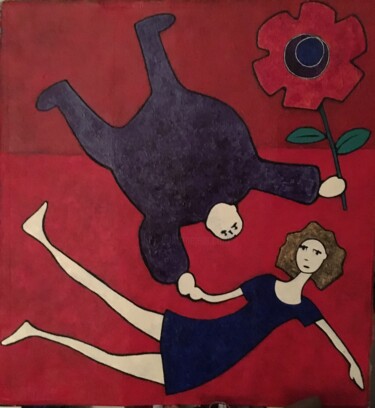 Pittura intitolato "L'amour est rouge" da Jean-Luc Martine, Opera d'arte originale