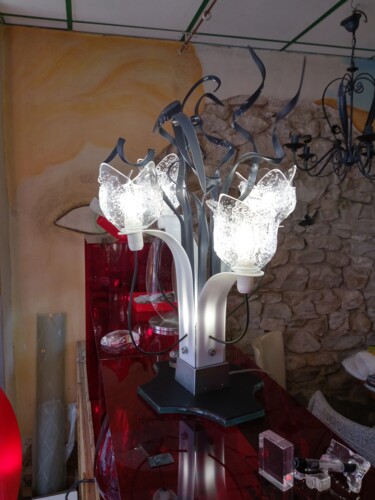 Design intitulée "Lampe à facettes" par Jean Luc Masini, Œuvre d'art originale, Verre