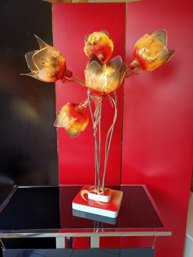 Художественная композиция под названием "Lampe 5 Tulipes  mu…" - Jean Luc Masini, Подлинное произведение искусства, Светильн…