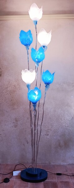 「Lampadaire 7 tulipe…」というタイトルのデザイン Jean Luc Masiniによって, オリジナルのアートワーク, ランプ