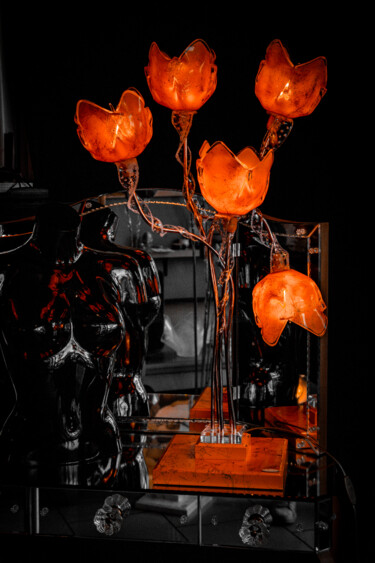 Design intitolato "Lampe 5 tulipes ora…" da Jean Luc Masini, Opera d'arte originale, apparecchio