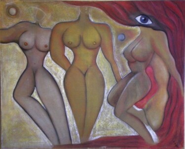 Painting titled "DERRIERE LE RIDEAU" by Jean Luc Masini, Original Artwork, Oil