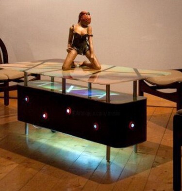 Design intitulée "TABLE BASSE" par Jean Luc Masini, Œuvre d'art originale, Verre