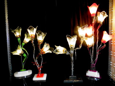 Design intitulée "Lampes plexi fluo" par Jean Luc Masini, Œuvre d'art originale